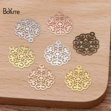 BoYuTe 200Pcs 7 Colors 15*17MM European Vintage Charms Wholesale Brass Material DIY Jewelry Filigree Flower Pendant Charms 2024 - buy cheap