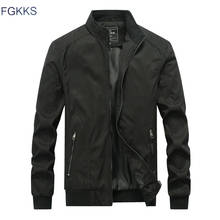 FGKKS осень зима новые мужские куртки Мужская мода сплошной цвет куртка мужская повседневная простая куртка пальто брендовая одежда 2024 - купить недорого