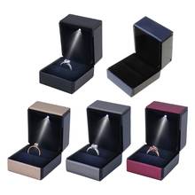 Anel com luz de led, caixa de presente, suporte de exibição de joias, casamento, noivado, caixa de anel 2024 - compre barato