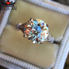Кольцо с большим кристаллом циркония женское, свадебное Ювелирное Украшение из серебра с бриллиантами для девушек и женщин 2024 - купить недорого