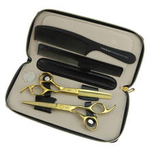 6 inch Japanese steel hair scissors Golden hair scissors and comb case  hairdresser scissors professional 2024 - buy cheap