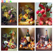 Zooya 5d pintura diamante frutas diy diamante bordado mesa de cozinha uva pêssego mosaico broca redonda completa pintura por número r853 2024 - compre barato