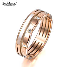 Anel de joias feminino zr17161 ouro rosa de aço inoxidável zircônia cúbica e concha de casamento com zoom 2024 - compre barato
