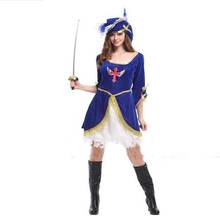 Women Pirate Cosplay Costume Christmas Halloween Party Cosplay Dress Show Clothing Blue Female Knight Brave Cosplay Costume 2024 - buy cheap