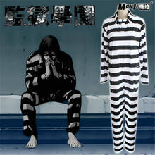 Disfraz de uniforme para prisión, disfraz de uniforme para Cosplay a rayas, traje de pijama de una pieza para Halloween 2024 - compra barato