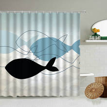 Cartoon Fun Fish Pattern Shower Curtain Mediterranean Nordic Style Bathroom Bathtub Blackout Waterproof Polyester Cloth Curtains 2024 - buy cheap
