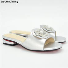 Zapatos de tacón alto nigerianos para mujer, calzado de lujo con diamantes de imitación para fiesta de boda, materiales especiales africanos, tacones bajos de 2021 CM, 3,5 2024 - compra barato
