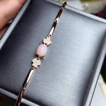 100% Natural and Real Pink Opal bracelet Solid S925 Sterling Silver For Women Colour Gem Stone Rings Fine Jewelry 2024 - buy cheap