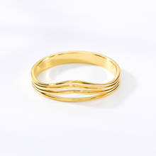Anéis de casamento em aço inoxidável, joias da moda, ouro rosê, joias com articulações em v, melhor presente para amigo 2024 - compre barato