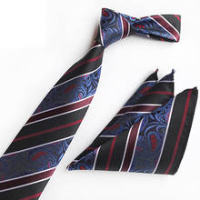Listrado paisley padrão masculino gravata formal conjunto gravata gravata com bolso quadrado atacado 2024 - compre barato