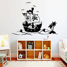 Мультяшные узоры настенные стикеры пиратский корабль детская комната настенный Декор дети ребенок спальня обои Подростковая крутая комната виниловые наклейки LL1011 2024 - купить недорого
