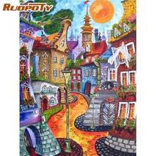 RUOPOTY Towel City Landscape Painting By Numbers Kits For Adults Diy Oil Paint By Number Modern Home Decor Wall Art Picture 2024 - buy cheap