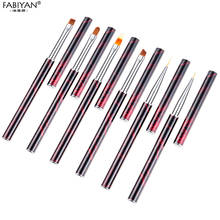 Gradient Flat Round Head Nail Art Brush Liner Painting Drawing 3D DIY Design Flower Manicure Lines Grids UV Gel Tips Pen Tools 2024 - buy cheap