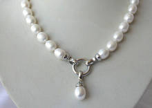 Impresionante collar de perlas blancas cultivadas en agua dulce barroco, 9-10mm, 18 ", envío gratis 2024 - compra barato
