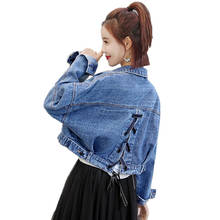 2020 Fashion Jeans Jacket Women Spring Autumn  Long Sleeve Single-breasted Short blue Denim Coats Outerwear Motorcycle clothing 2024 - buy cheap