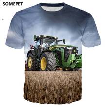 Camiseta de gran tamaño con estampado 3D de Tractor y coche para Hombre, Ropa de calle informal, Hip-Hop, Tops, nueva 2024 - compra barato