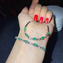 Natural real emerald bangle Free shipping 925 sterling silver For women or men 2024 - buy cheap