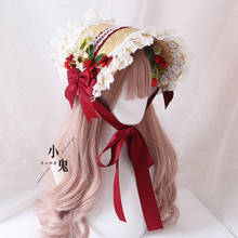 Forest Green Lolita Pastoral Straw Hat BNT Sweet Strawberry Lace CLA Series Hat Flat Hat Bonette BNT 2024 - buy cheap