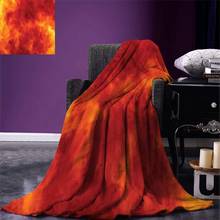 Orange Throw Blanket Graphic of Fire Vibrant Flames Illustration Heat Burning Theme Design Art Print Warm Fleece Blanket for Bed 2024 - buy cheap