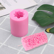 Molde de escayola de yeso forma de cilindro de cera modelo de silicona para jabón moldes de vela artesanías 3D Rosa flor DIY 2024 - compra barato