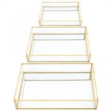 3 Size Nordic Retro Storage Box Tray Gold Rectangle Metal Glass Makeup  Organizer Tray Dessert Plate Jewelry Display Decorative 2024 - buy cheap