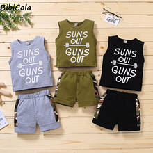 Summer Kids Boy Clothes Set Cartoon Camouflage Letter Printing Children Clothes Vest Tops+ Shorts Sets  Boys Tracksuit Outfits 2024 - buy cheap