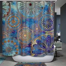 Cortina de chuveiro de mandala azul e roxo, decoração de banheiro estilo árvore da vida com mandala, arte espiral para meditação, paz e spa 2024 - compre barato