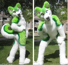 Disfraz de Mascota de Husky, disfraz de felpa de tamaño adulto, vestido de lujo de dibujos animados para fiesta de Halloween, evento, color verde 2024 - compra barato