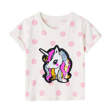 Camisetas de algodón con cuentas de unicornio para niños, ropa bonita de lunares para bebés, novedad de verano 2024 - compra barato