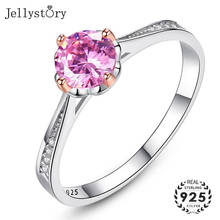 Jellystory Fashion 925 Sterling Silver Women Rings Round Shape Amethyst Zircon Ring Fine Jewellery Wedding Engagement Party Gift 2024 - buy cheap