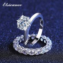 ELSIEUNEE-Conjunto de anillos de moissanita para mujer, de Plata de Ley 925 auténtica de 1Ct, anillos de propuesta de compromiso de boda para mujer, regalo de joyería fina 2024 - compra barato