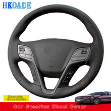 Customize DIY Genuine Leather Car Steering Wheel Cover For Hyundai Santa Fe 2013 Grand ix45 Car Interior 2024 - buy cheap