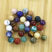 Pingentes de bola de pedra natural 10mm 50, pingente enfeite de cristal jade preto redondo, usado para colar de joias femininas 2024 - compre barato