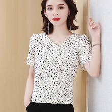 Women Spring Summer Style Chiffon Blouses Shirts Lady Casual Short Sleeve V-Neck Polka Dot Printed Chiffon Blusas Tops SP317 2024 - buy cheap