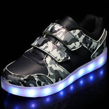 Zapatos con luz Led para niños, zapatillas luminosas con carga USB, color negro brillante y sólido, transpirables, 25-37 2024 - compra barato