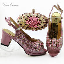 Conjunto de sapatos e bolsas sensuais africanos, calçados e bolsa combinando em conjunto de sapatos e bolsa italiana, para festa em cor rosa, 2020 2024 - compre barato