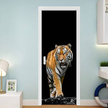 Pegatinas de pared de puerta de tigre Fierce, decoración del hogar, sala de estar, dormitorio, porche, arte Mural, papel tapiz impermeable extraíble autoadhesivo 2024 - compra barato