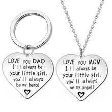 Heart Shape Pendant Necklace for Mom and Dad Mother Gift Charm Necklace Father's Day Birthday Christmas Keychain Gift for Mom 2024 - buy cheap