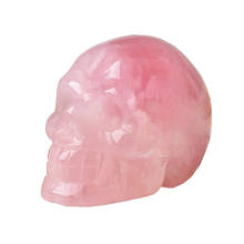 Figurita de cuarzo rosa Natural de 2 pulgadas, artesanía de calavera tallada a mano, decoración curativa de cristal para el hogar, arte coleccionable, regalo de Navidad 2024 - compra barato