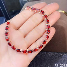 KJJEAXCMY fine jewelry S925 sterling silver inlaid natural Garnet new Girls popular hand Bracelet Support test Chinese style 2024 - buy cheap