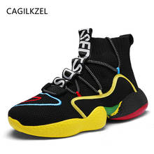 CAGILKZEL New Mens Casual Sneaker Fashion Socks Shoes Men High help Lace-Up Knit Breathable Walking Flats Walking Shoes Man 2024 - buy cheap