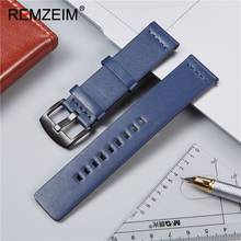 Ремешок кожаный REMZEIM для наручных часов, быстросъемный браслет для Samsung Galaxy Watch Active 2 42 46 мм Gear S3, 18 мм 24 мм, 20 мм 22 мм 2024 - купить недорого