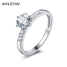 ANZIW Six Prong Round Cut Solitaire Engagement Ring 1.0 ct SONA  Wedding Engagement Ring 925 Sliver Ring кольца для женщин 2024 - buy cheap