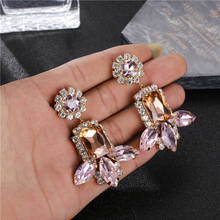 Korean Pink Gem Stud Earrings For Women 2020 Luxury Classic Tassel Ladies Earrings Oorbellen Hangers 2024 - buy cheap