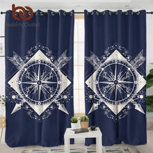 BeddingOutlet Compass Curtains for Living Room Crossed Arrows Kitchen Curtain Geometric Rideaux Dark Blue Expedition Home Decor 2024 - buy cheap