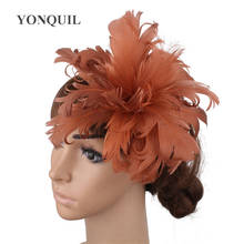 Many Colors High Quality Feather Flower Headpiece Headbands Fascinator Hair Accessories Brooches Party Hats Wedding Hats SYF256 2024 - buy cheap