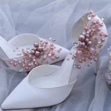 Clips de perlas para zapatos de tacón alto para mujer, decoración de flores para boda, Clips de moda para zapatos, hebilla con abalorio, accesorios para zapatos WJ071 2024 - compra barato
