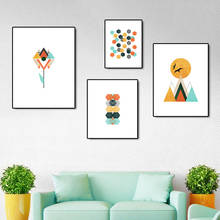 Pintura geométrica multicolor de arte abstracto, decoración del hogar, pared, sala de estar, dormitorio, pasillo, imagen colgante sin marco 2024 - compra barato