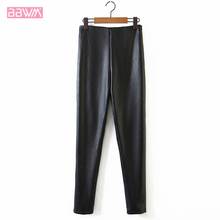 Fashion High Waist Stretch PU Pencil Faux Leather Casual Women's Pants Black Windproof Chic Female Pants 2024 - buy cheap