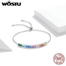 WOSTU-pulsera de plata esterlina 2021 para mujer, brazalete ajustable de puente arcoíris, regalo de joyería de aniversario, BKB213, novedad de 925 2024 - compra barato